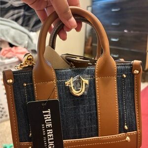 True Religion Mini Denim and Tan Women's Bag